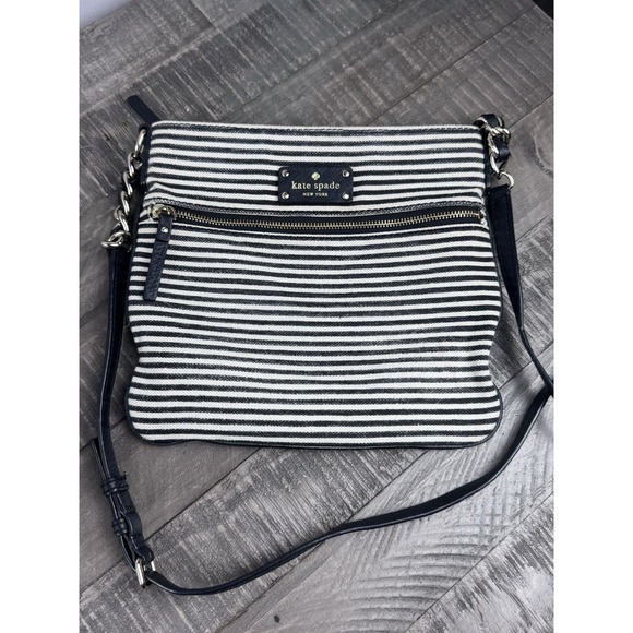 Kate Spade New York Cobble Hill Ellen Crossbody Bank And Cream Striped Messenger - Picture 10 of 13